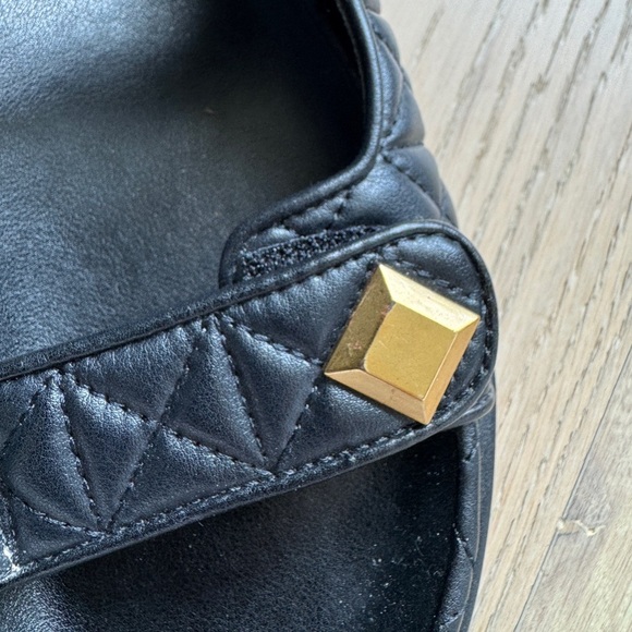 Mango Quilted Black Sandals with Gold Studs - Picture 5 of 6